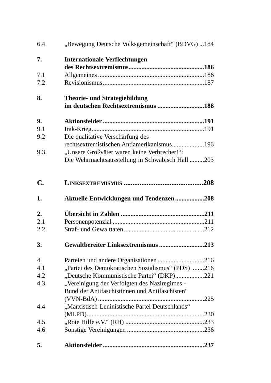 Seite 10 des Verfassungsschutzbericht 2003 Baden-Württemberg