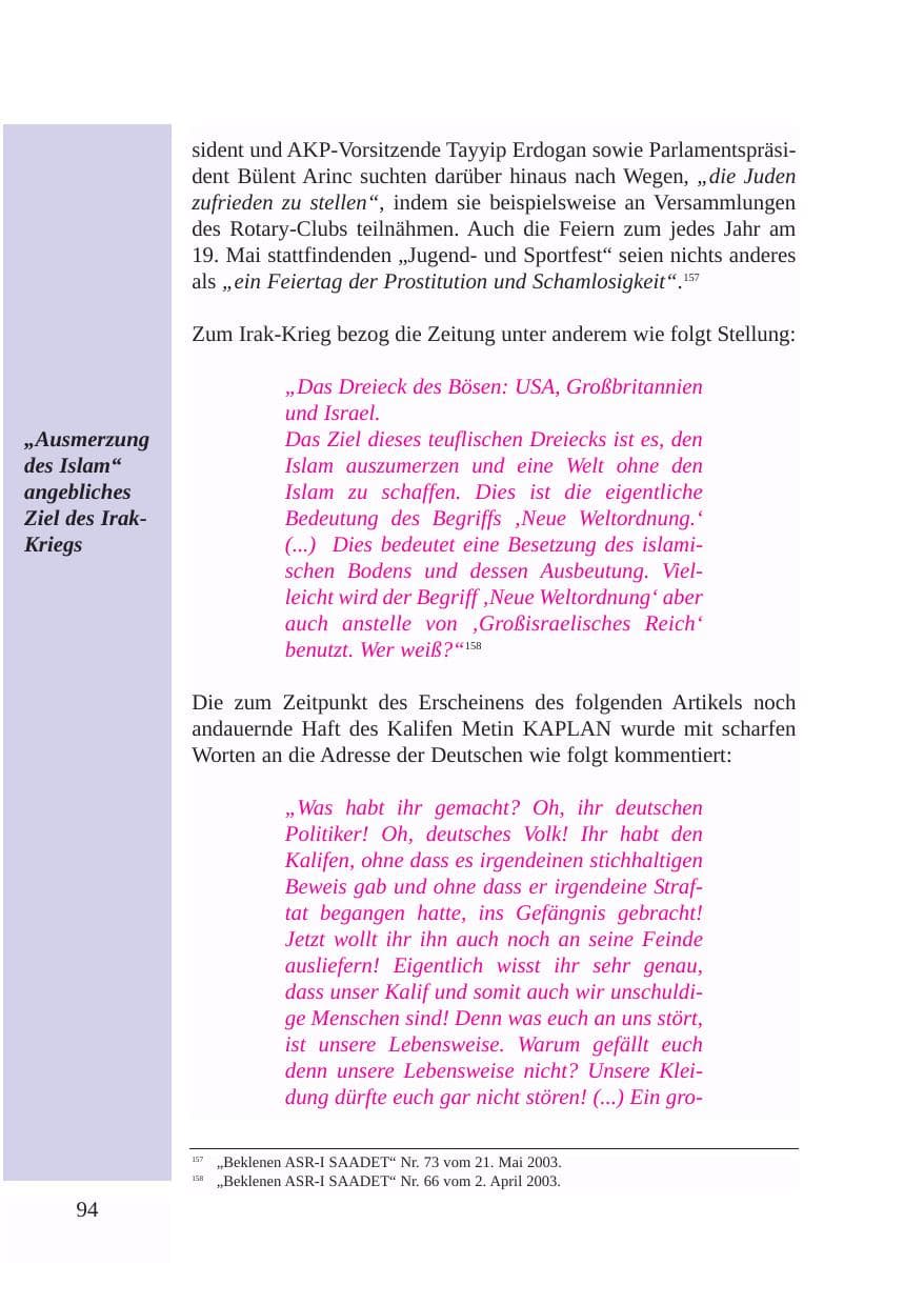 Seite 95 des Verfassungsschutzbericht 2003 Baden-Württemberg