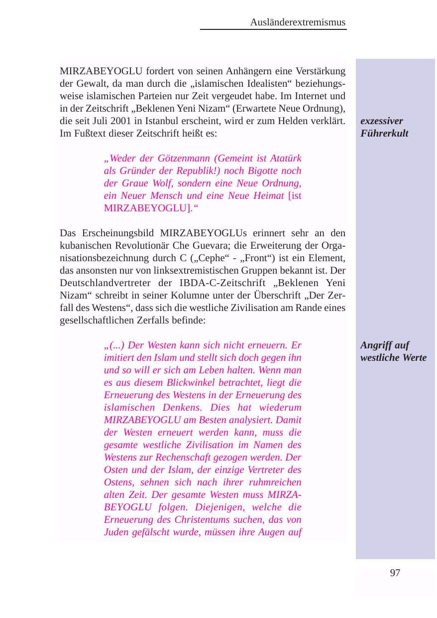 Seite 98 des Verfassungsschutzbericht 2003 Baden-Württemberg