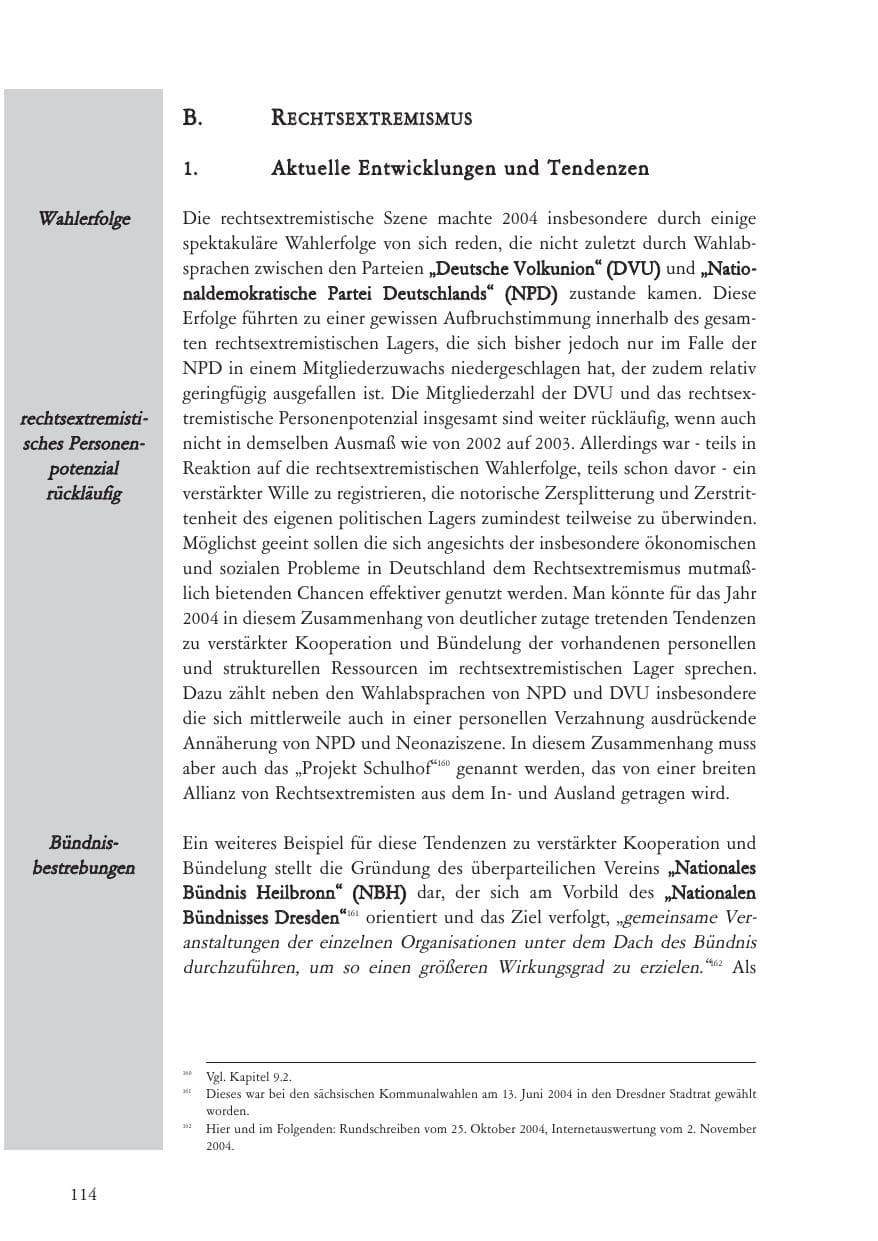 Seite 115 des Verfassungsschutzbericht 2004 Baden-Württemberg