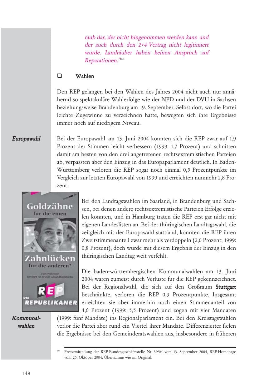 Seite 149 des Verfassungsschutzbericht 2004 Baden-Württemberg