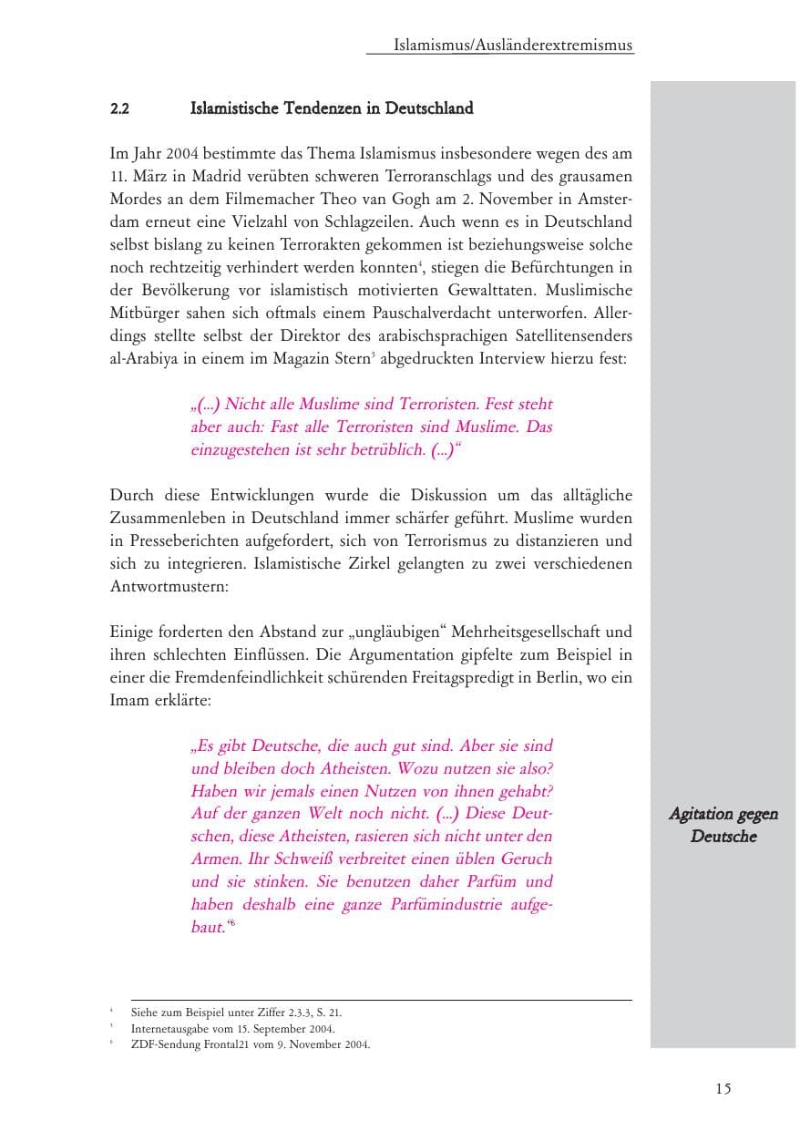 Seite 16 des Verfassungsschutzbericht 2004 Baden-Württemberg