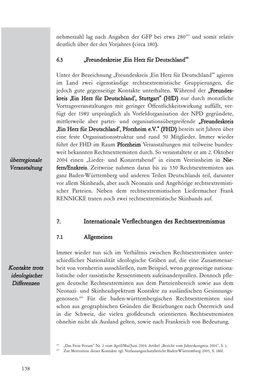 Seite 159 des Verfassungsschutzbericht 2004 Baden-Württemberg