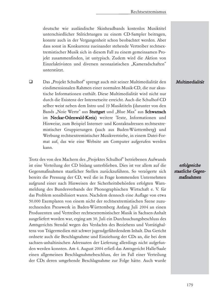 Seite 180 des Verfassungsschutzbericht 2004 Baden-Württemberg