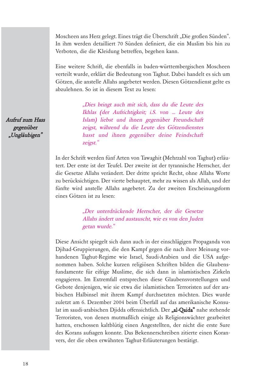 Seite 19 des Verfassungsschutzbericht 2004 Baden-Württemberg