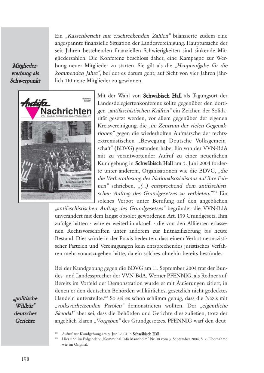 Seite 199 des Verfassungsschutzbericht 2004 Baden-Württemberg