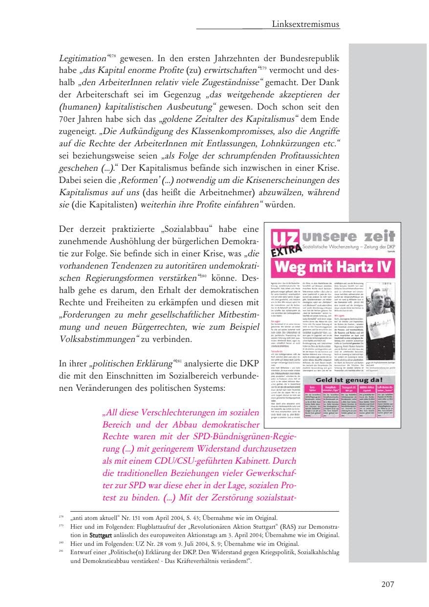 Seite 208 des Verfassungsschutzbericht 2004 Baden-Württemberg
