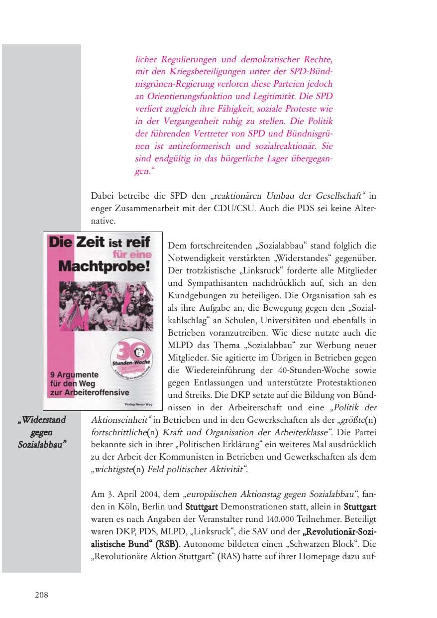 Seite 209 des Verfassungsschutzbericht 2004 Baden-Württemberg