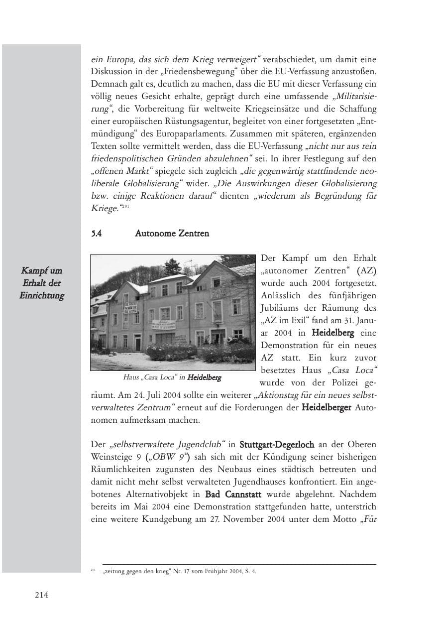Seite 215 des Verfassungsschutzbericht 2004 Baden-Württemberg
