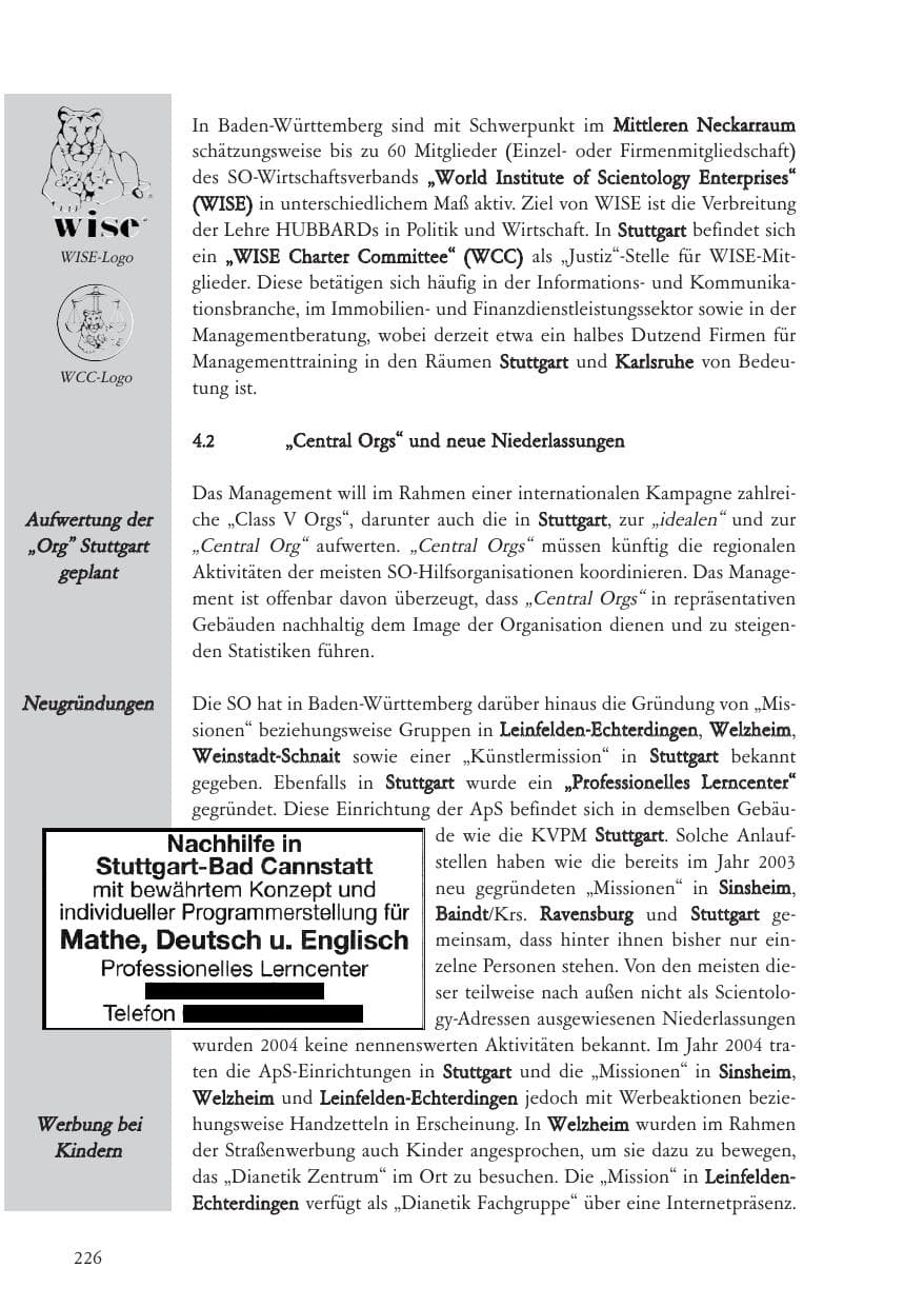 Seite 227 des Verfassungsschutzbericht 2004 Baden-Württemberg