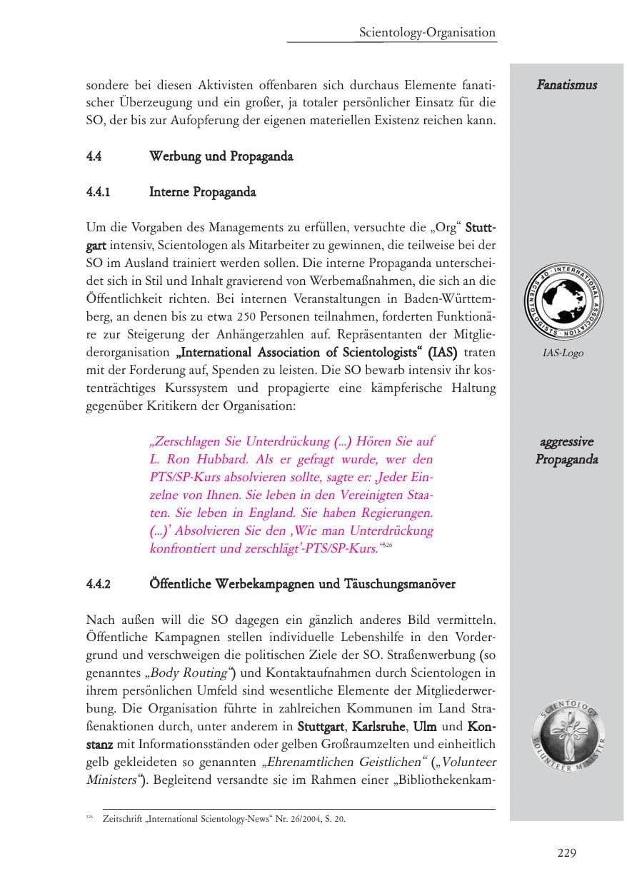 Seite 230 des Verfassungsschutzbericht 2004 Baden-Württemberg