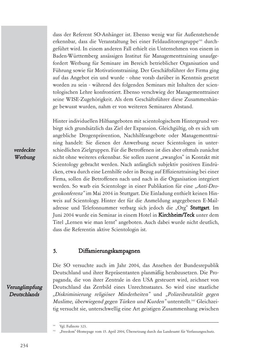 Seite 235 des Verfassungsschutzbericht 2004 Baden-Württemberg