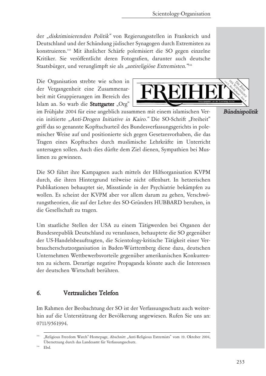 Seite 236 des Verfassungsschutzbericht 2004 Baden-Württemberg