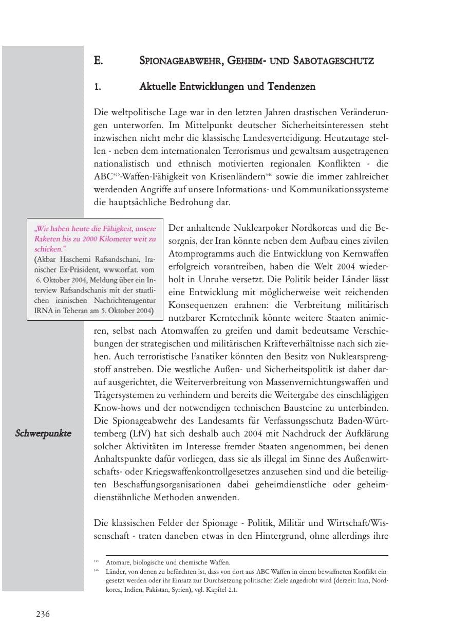 Seite 237 des Verfassungsschutzbericht 2004 Baden-Württemberg