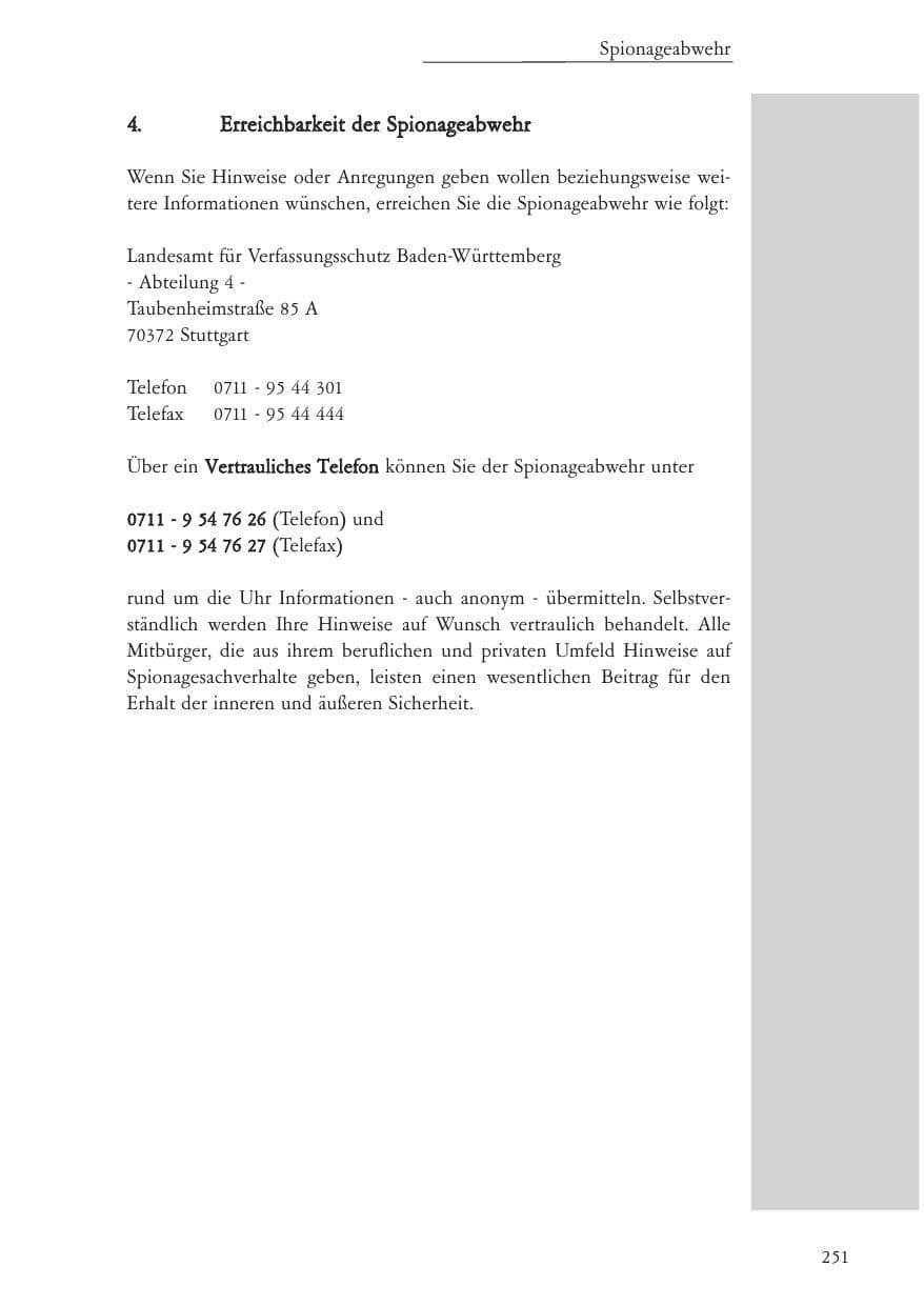Seite 252 des Verfassungsschutzbericht 2004 Baden-Württemberg