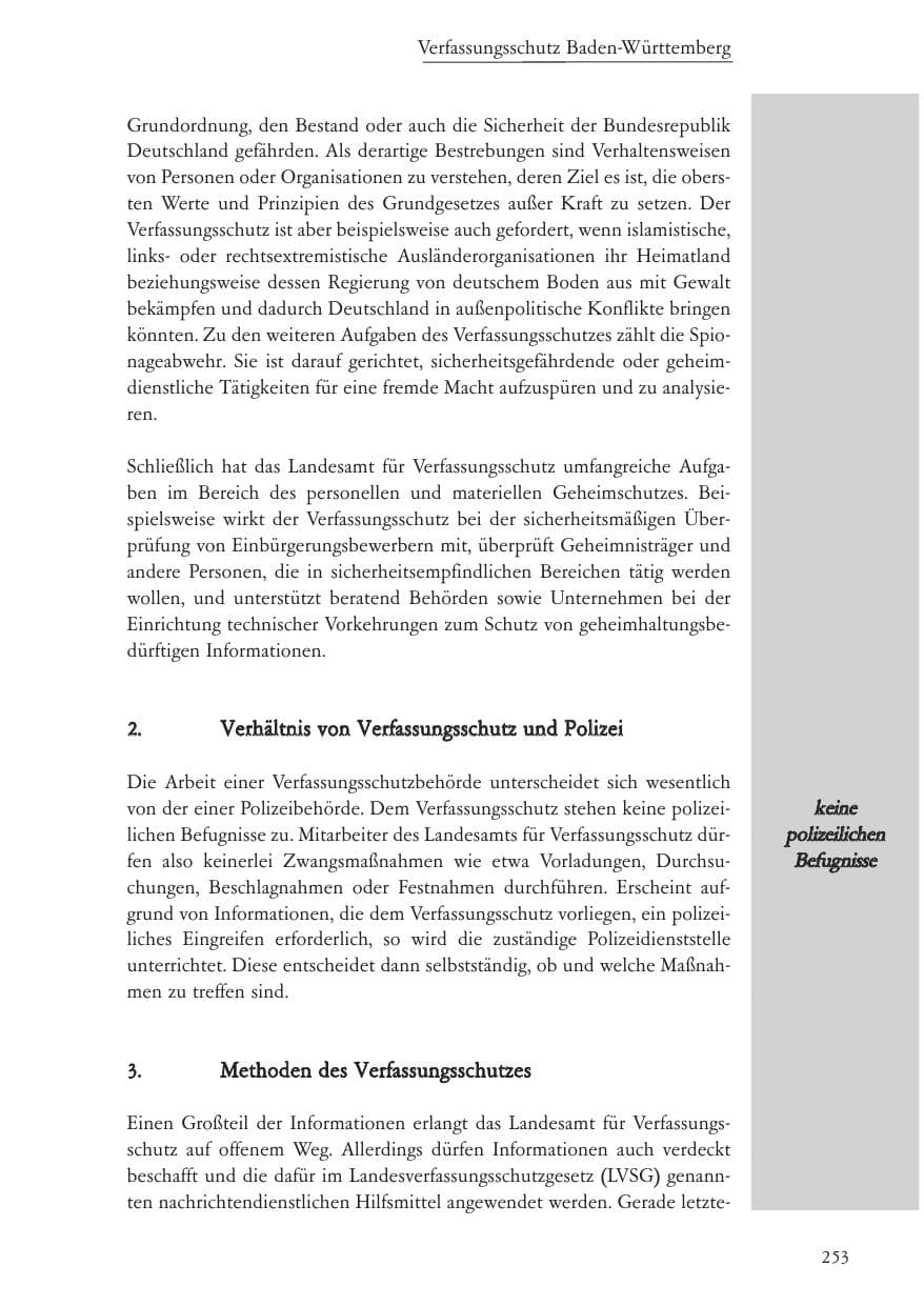 Seite 254 des Verfassungsschutzbericht 2004 Baden-Württemberg