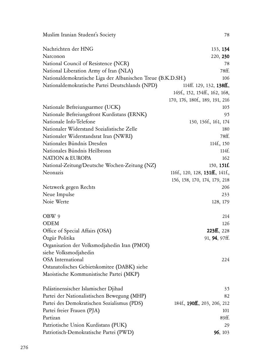Seite 277 des Verfassungsschutzbericht 2004 Baden-Württemberg