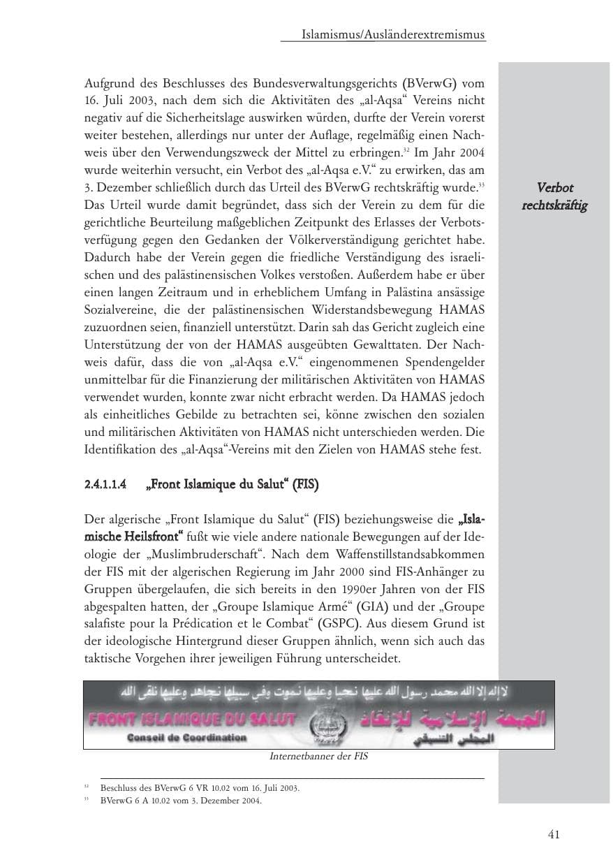 Seite 42 des Verfassungsschutzbericht 2004 Baden-Württemberg