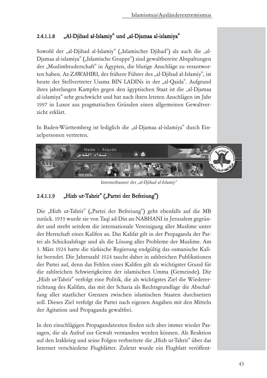 Seite 44 des Verfassungsschutzbericht 2004 Baden-Württemberg