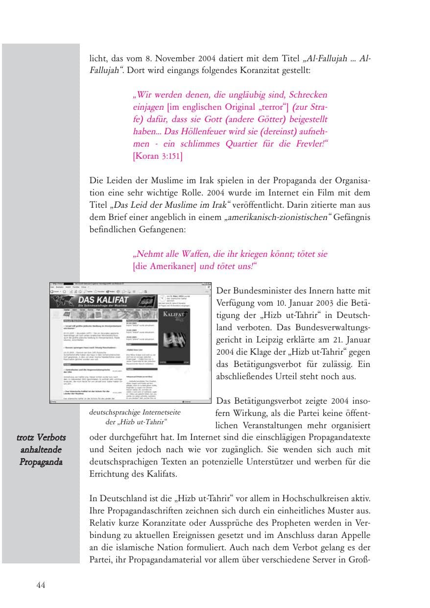 Seite 45 des Verfassungsschutzbericht 2004 Baden-Württemberg