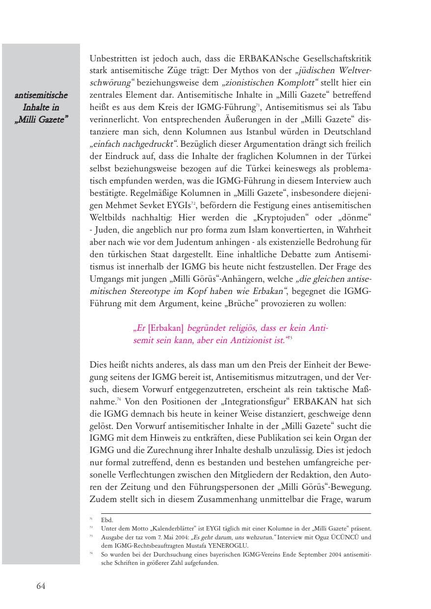 Seite 65 des Verfassungsschutzbericht 2004 Baden-Württemberg