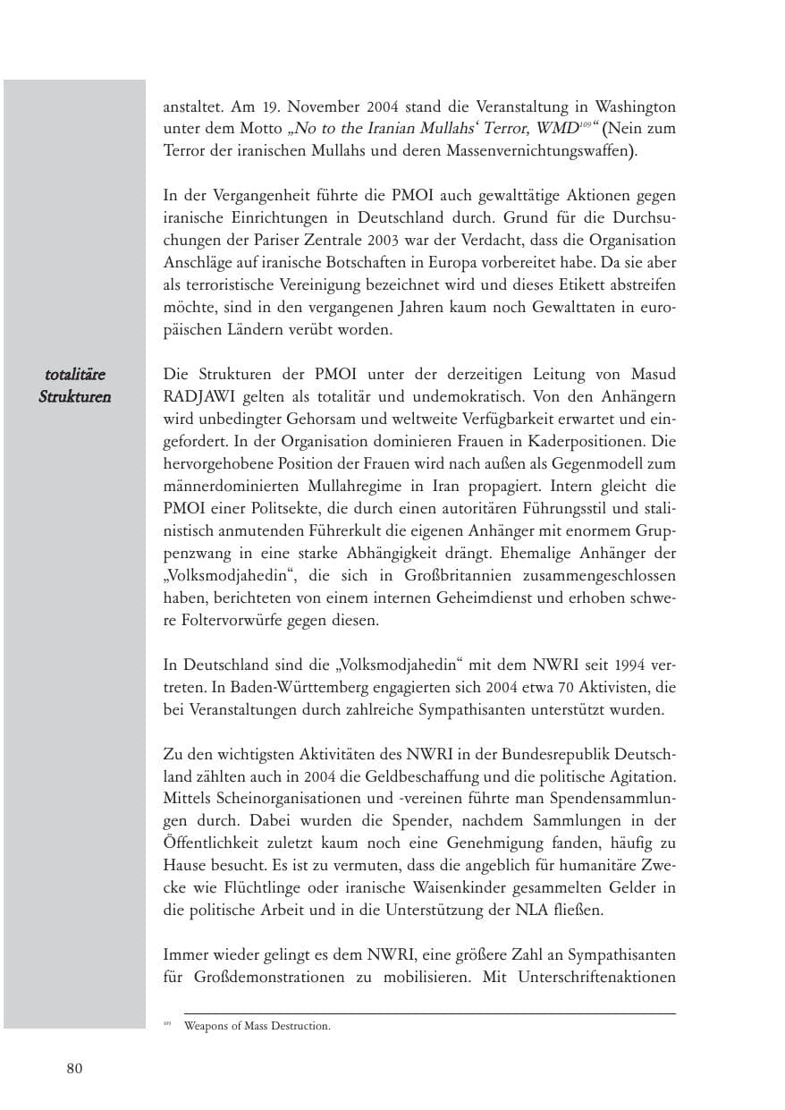 Seite 81 des Verfassungsschutzbericht 2004 Baden-Württemberg