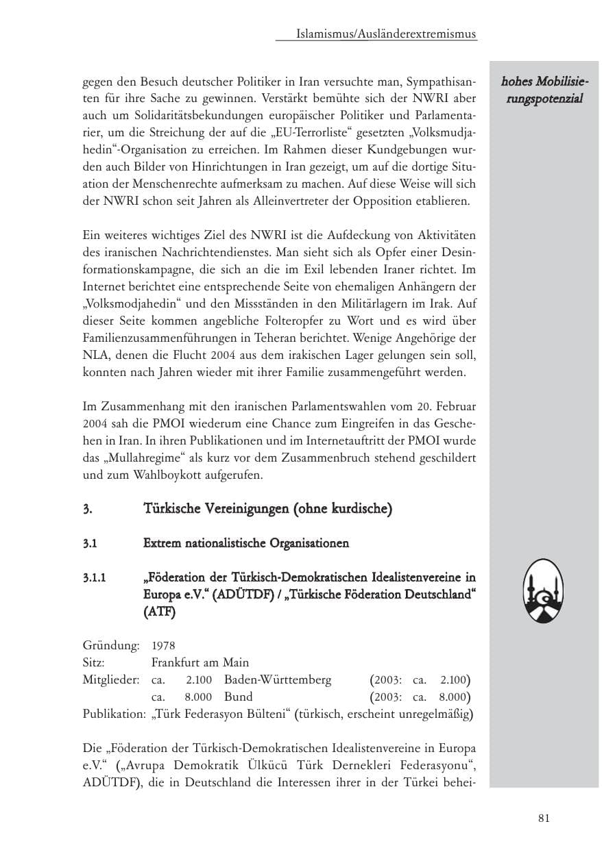 Seite 82 des Verfassungsschutzbericht 2004 Baden-Württemberg
