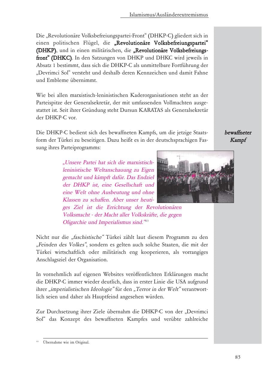 Seite 86 des Verfassungsschutzbericht 2004 Baden-Württemberg