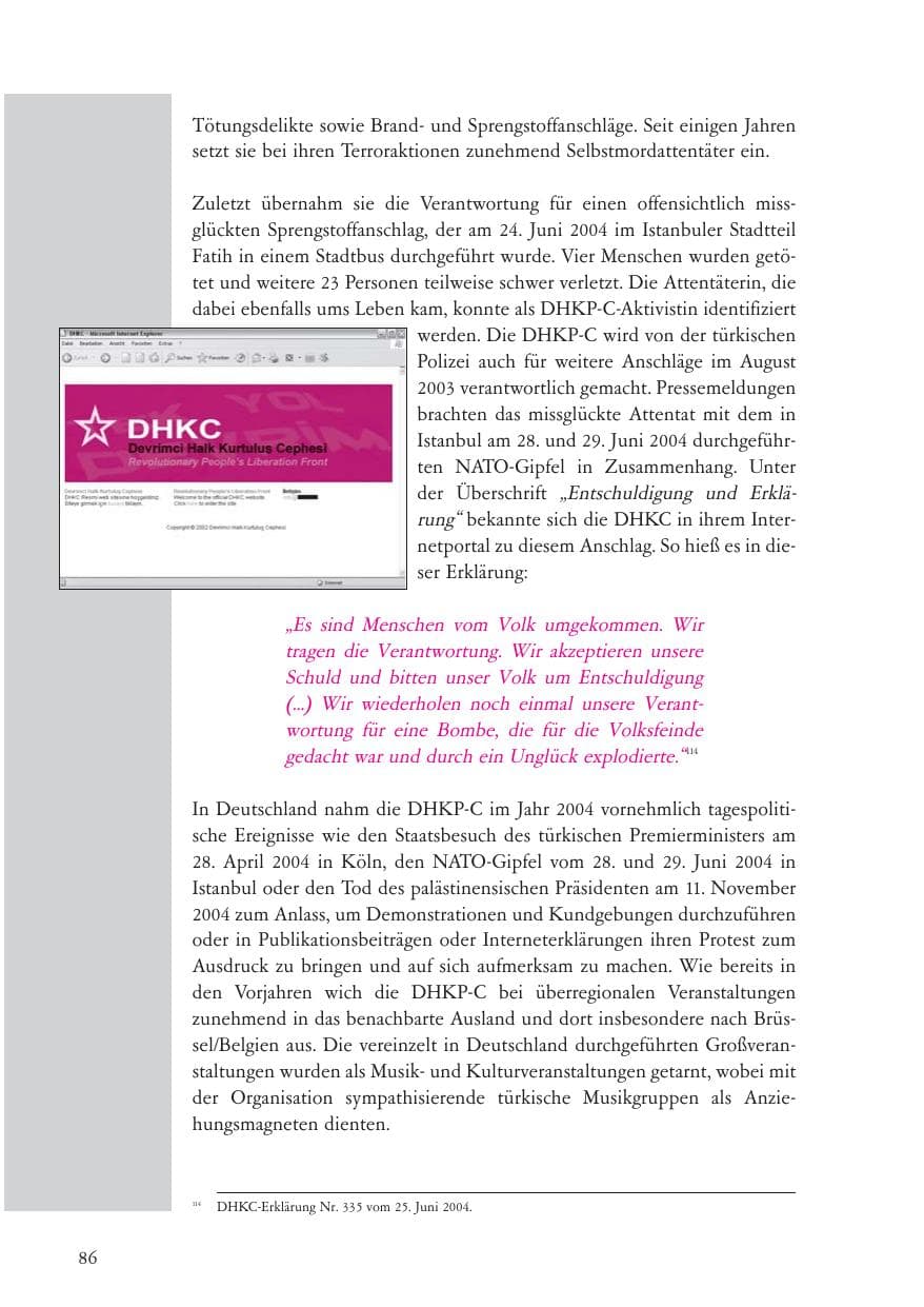 Seite 87 des Verfassungsschutzbericht 2004 Baden-Württemberg