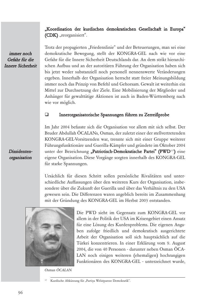 Seite 97 des Verfassungsschutzbericht 2004 Baden-Württemberg