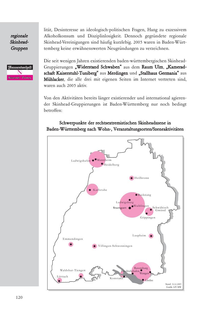 Seite 121 des Verfassungsschutzbericht 2005 Baden-Württemberg