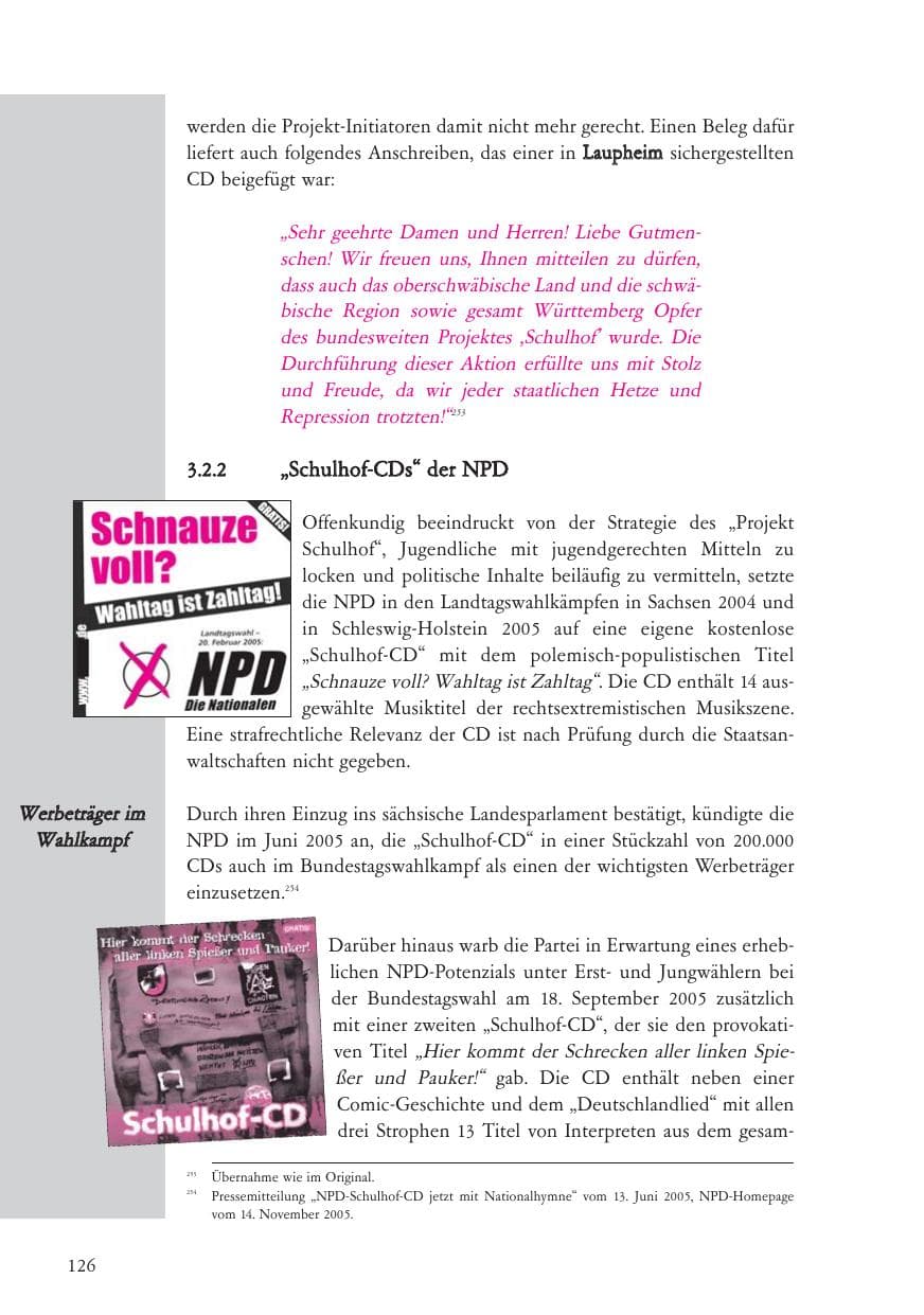 Seite 127 des Verfassungsschutzbericht 2005 Baden-Württemberg