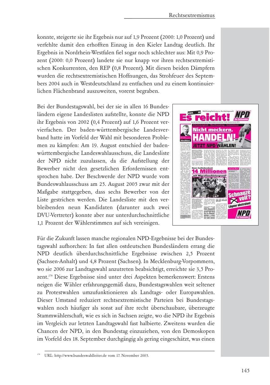 Seite 146 des Verfassungsschutzbericht 2005 Baden-Württemberg