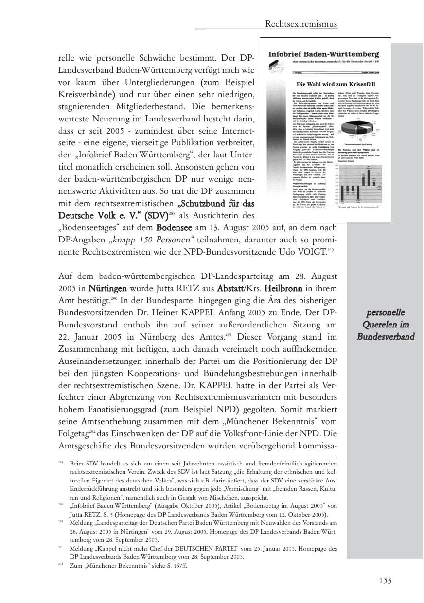 Seite 154 des Verfassungsschutzbericht 2005 Baden-Württemberg