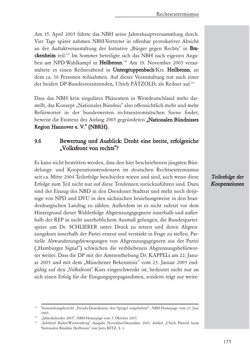 Seite 176 des Verfassungsschutzbericht 2005 Baden-Württemberg