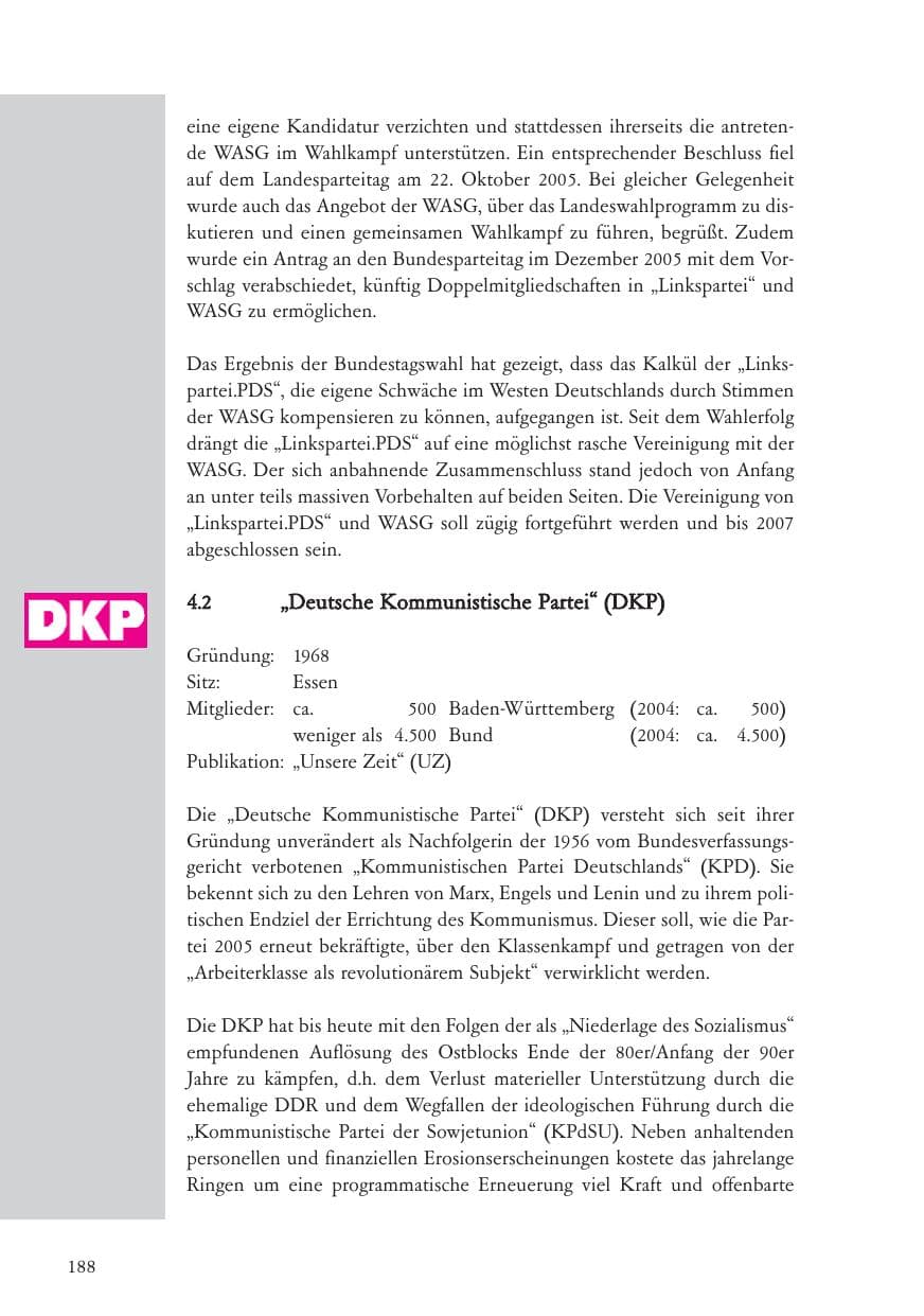 Seite 189 des Verfassungsschutzbericht 2005 Baden-Württemberg