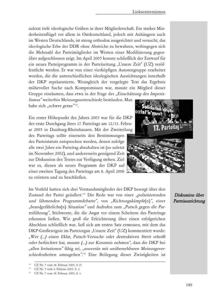 Seite 190 des Verfassungsschutzbericht 2005 Baden-Württemberg