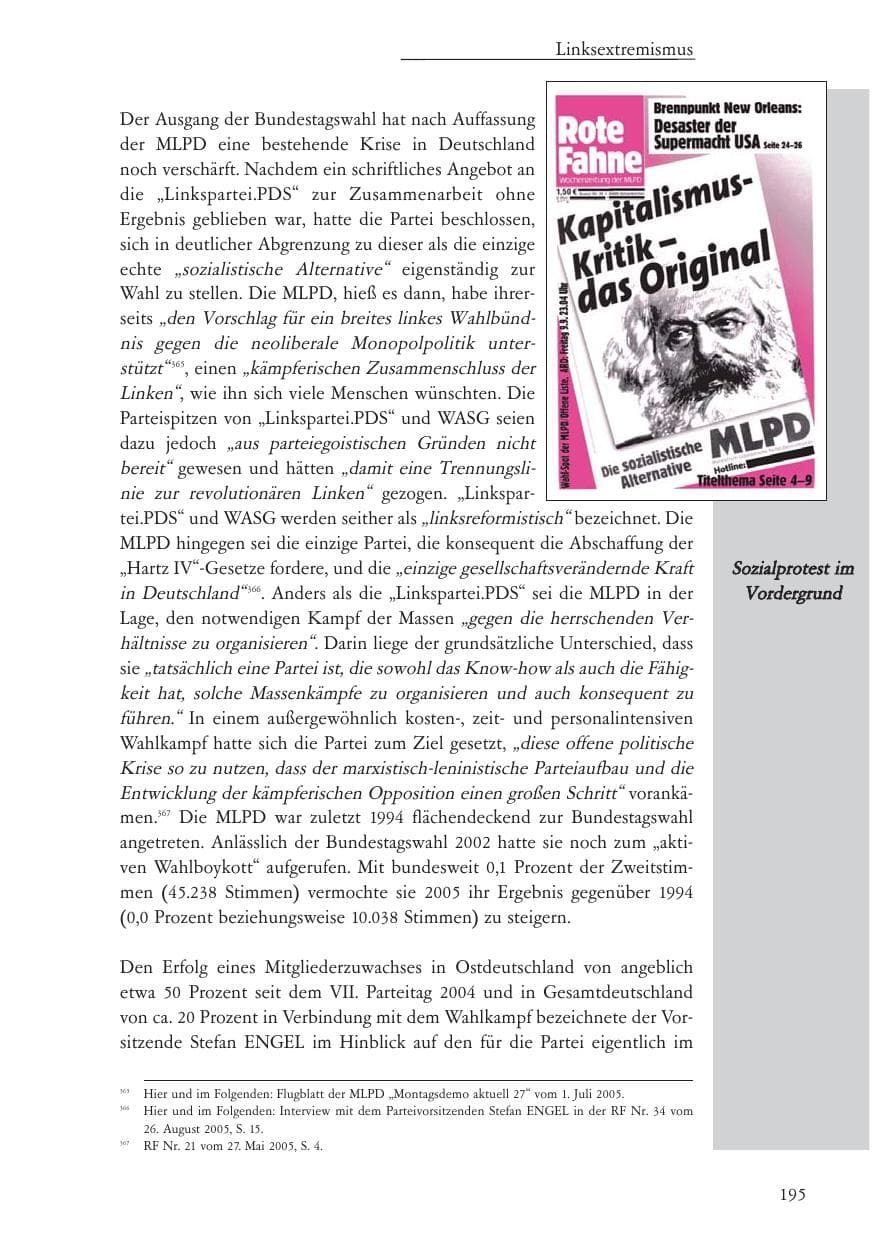 Seite 196 des Verfassungsschutzbericht 2005 Baden-Württemberg