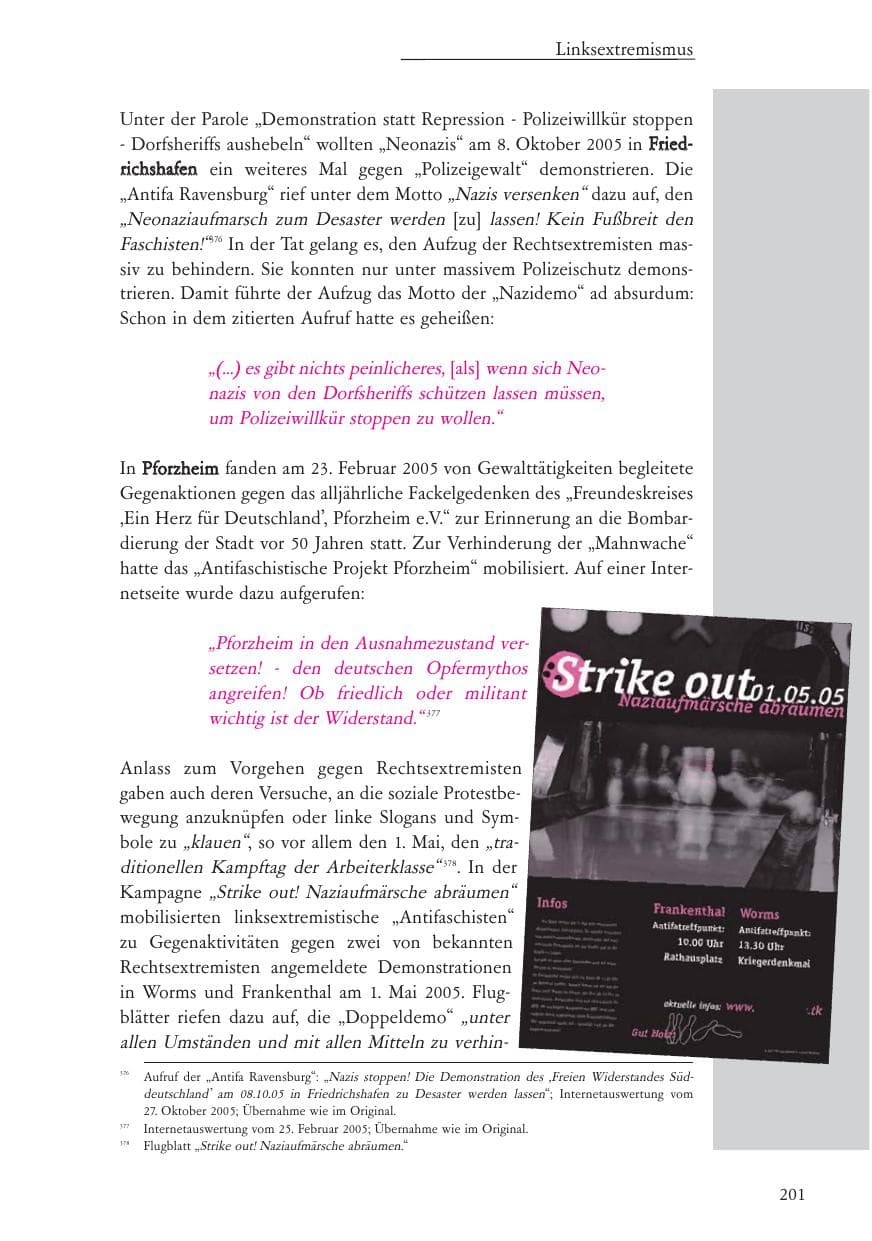 Seite 202 des Verfassungsschutzbericht 2005 Baden-Württemberg