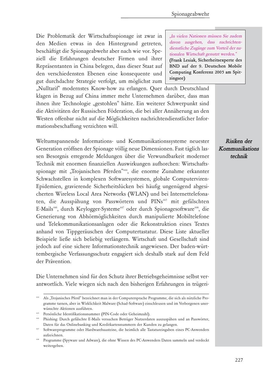 Seite 228 des Verfassungsschutzbericht 2005 Baden-Württemberg