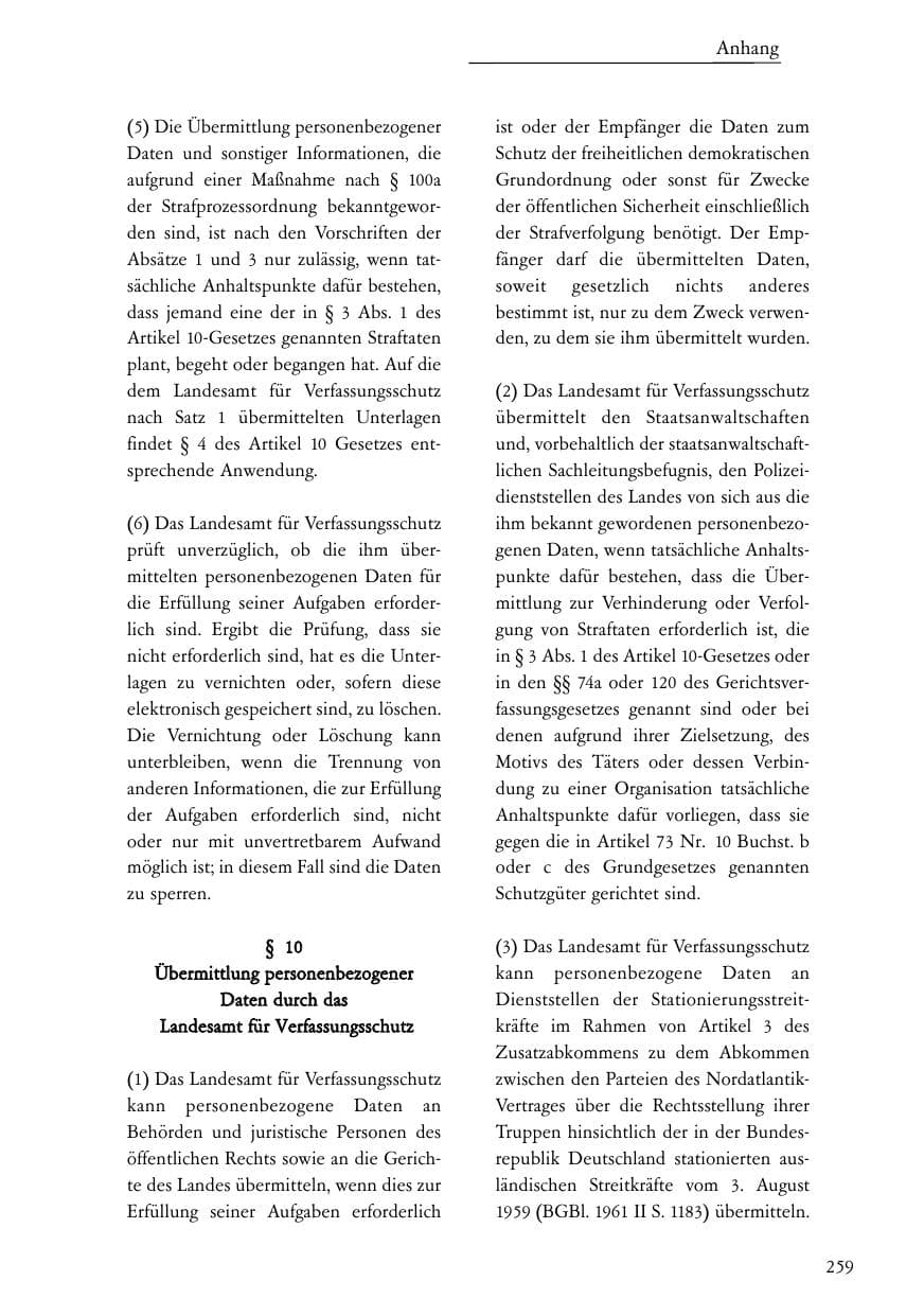 Seite 260 des Verfassungsschutzbericht 2005 Baden-Württemberg