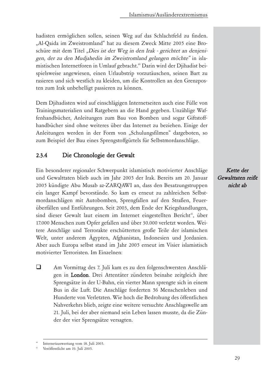 Seite 30 des Verfassungsschutzbericht 2005 Baden-Württemberg