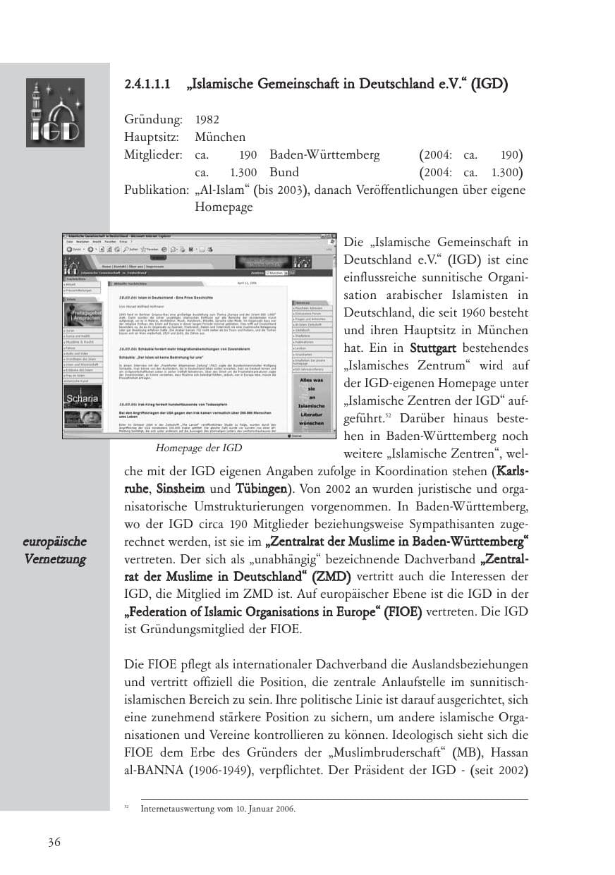 Seite 37 des Verfassungsschutzbericht 2005 Baden-Württemberg