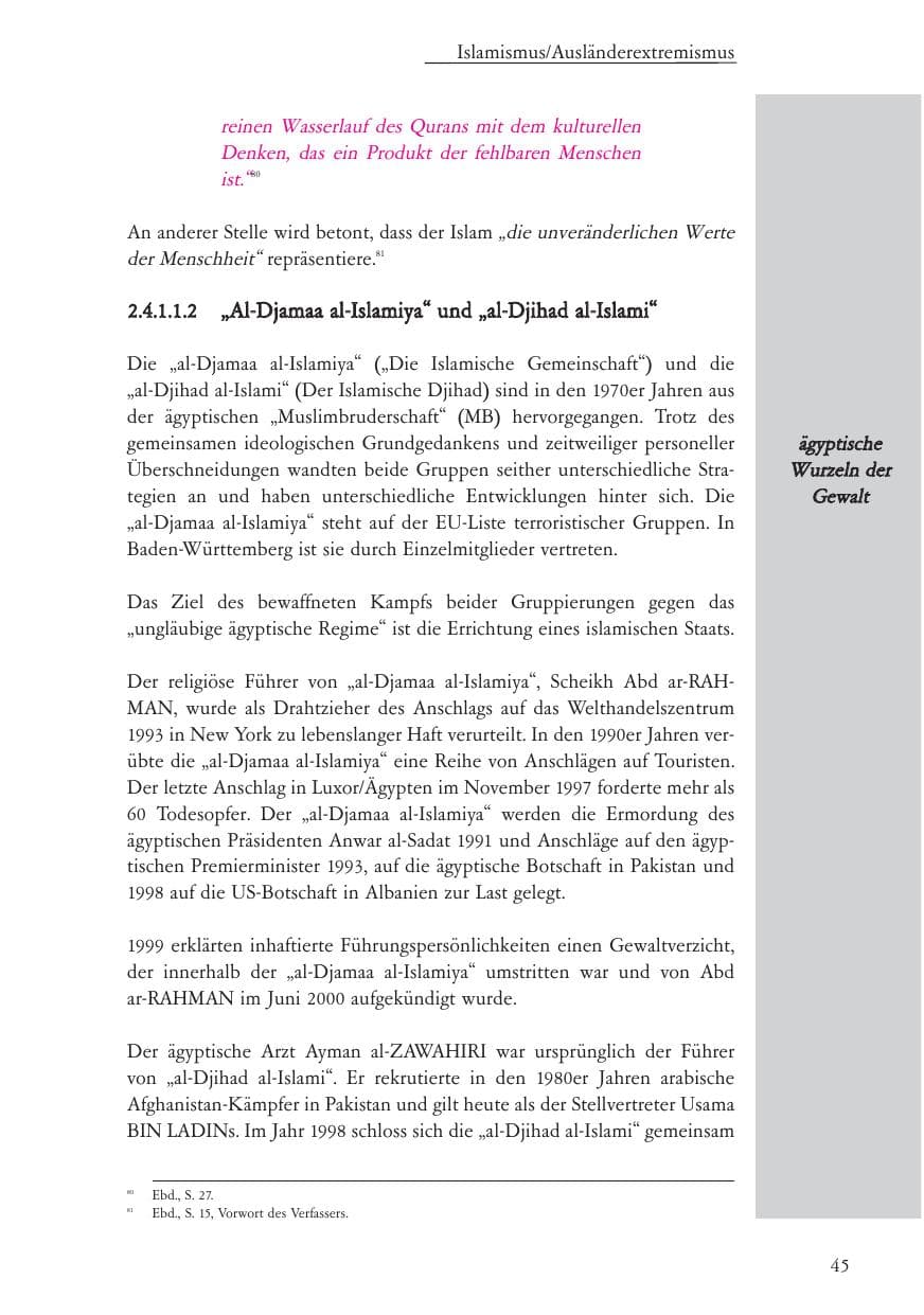 Seite 46 des Verfassungsschutzbericht 2005 Baden-Württemberg
