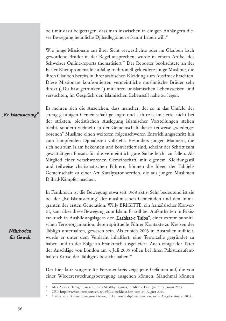 Seite 57 des Verfassungsschutzbericht 2005 Baden-Württemberg