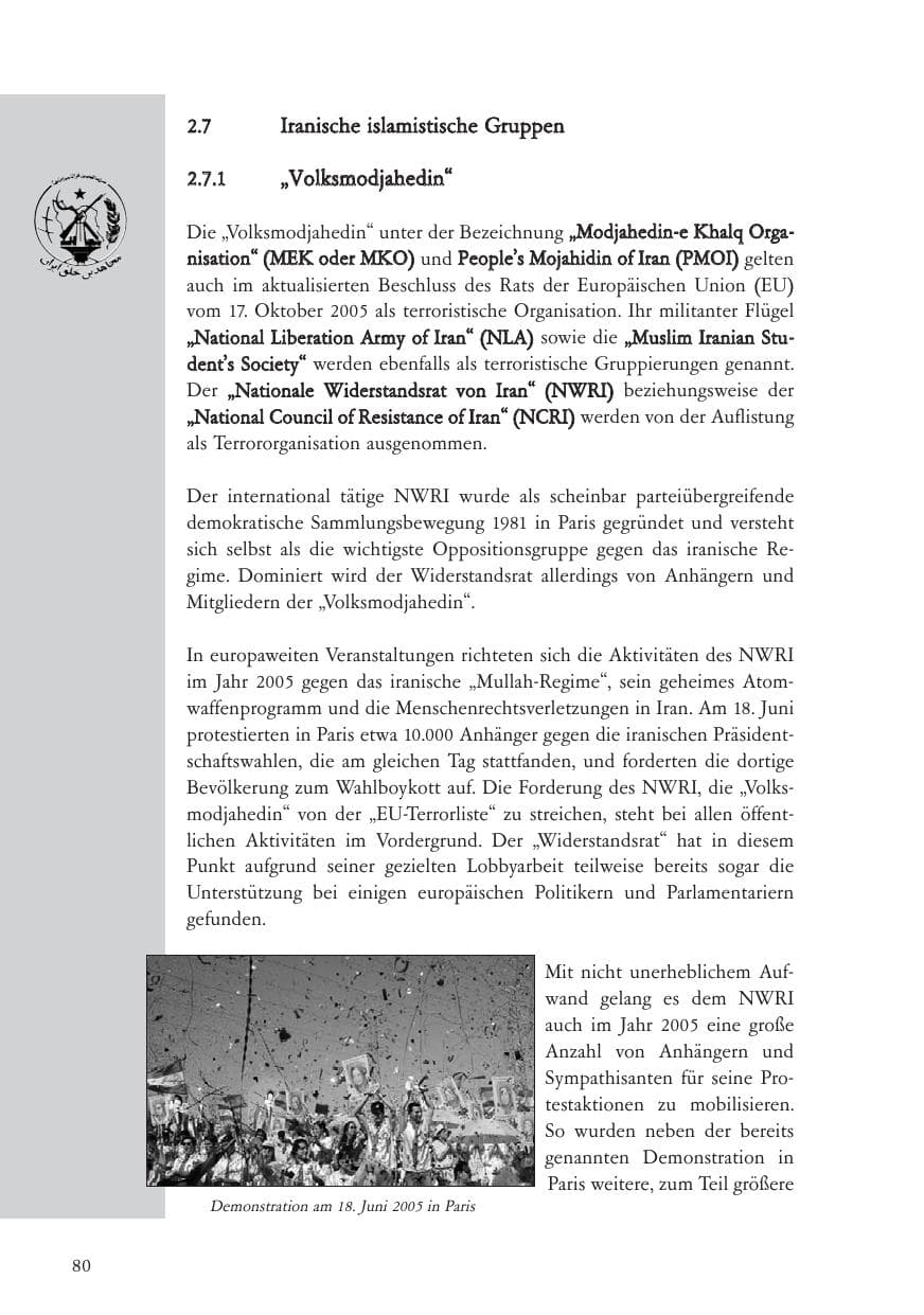 Seite 81 des Verfassungsschutzbericht 2005 Baden-Württemberg