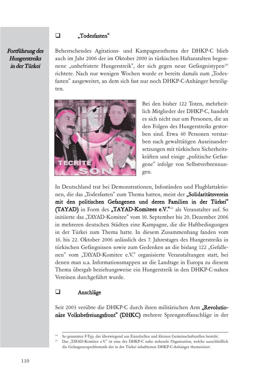 Seite 111 des Verfassungsschutzbericht 2006 Baden-Württemberg