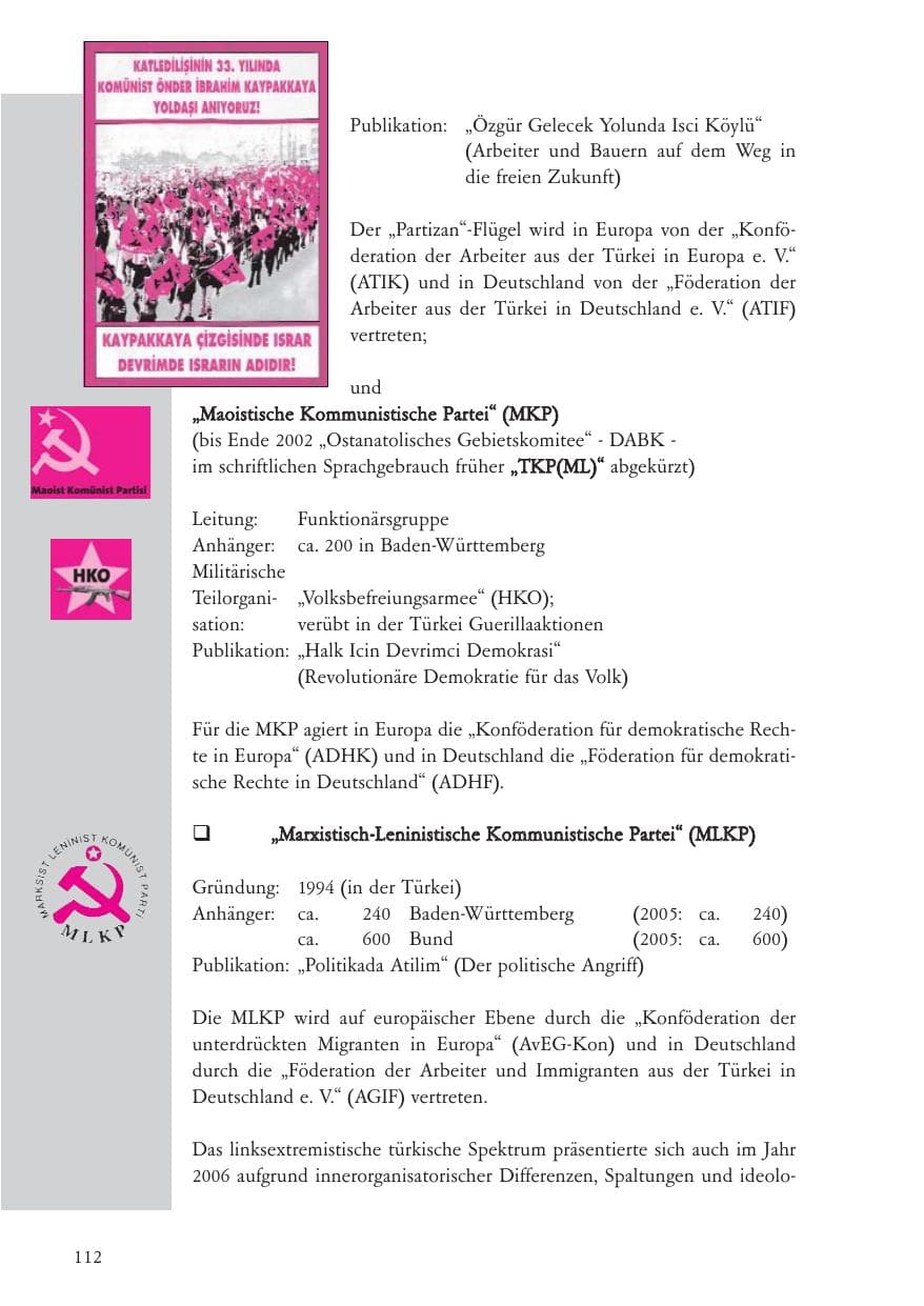 Seite 113 des Verfassungsschutzbericht 2006 Baden-Württemberg