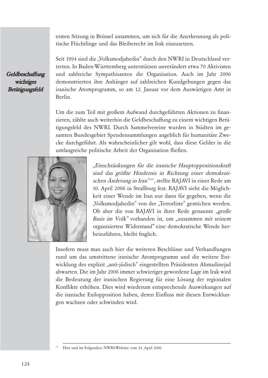Seite 125 des Verfassungsschutzbericht 2006 Baden-Württemberg