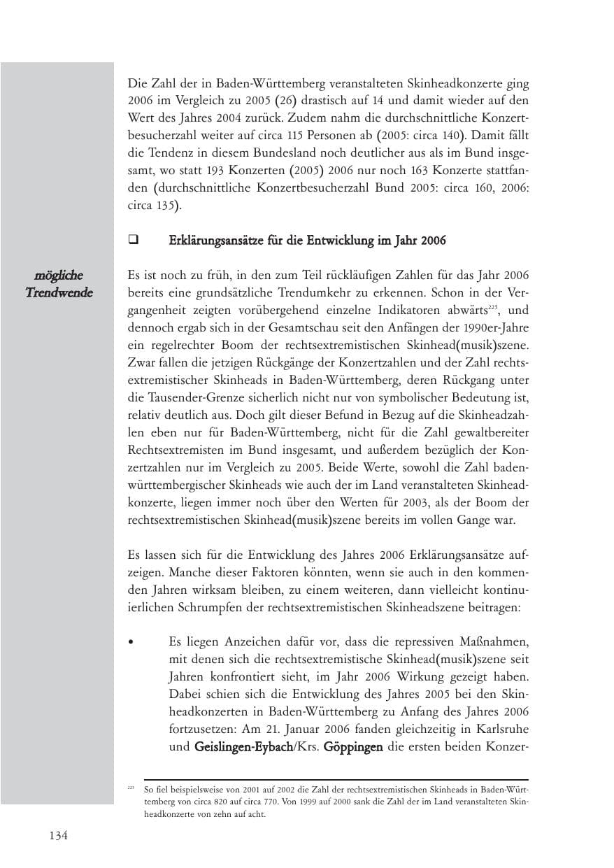 Seite 135 des Verfassungsschutzbericht 2006 Baden-Württemberg
